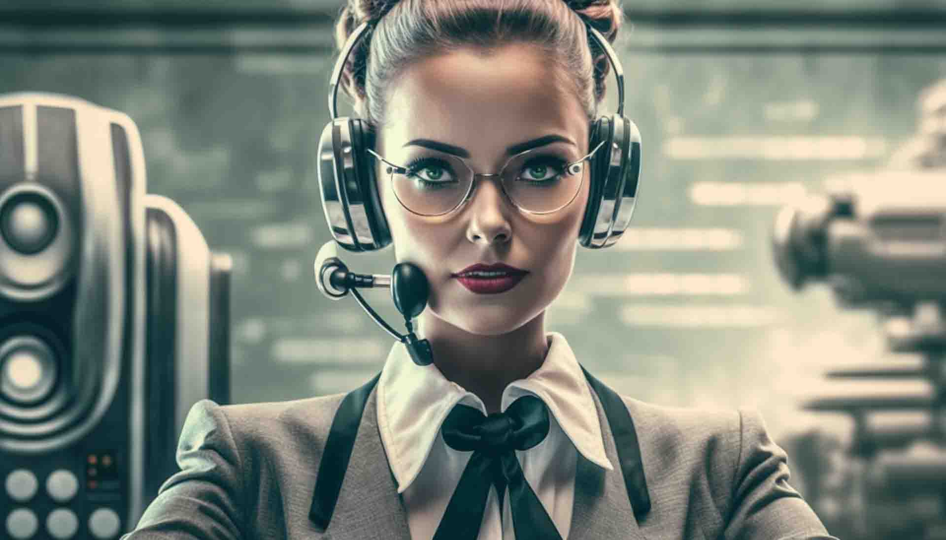 AI generated image of a woman working as a virtual assistant.